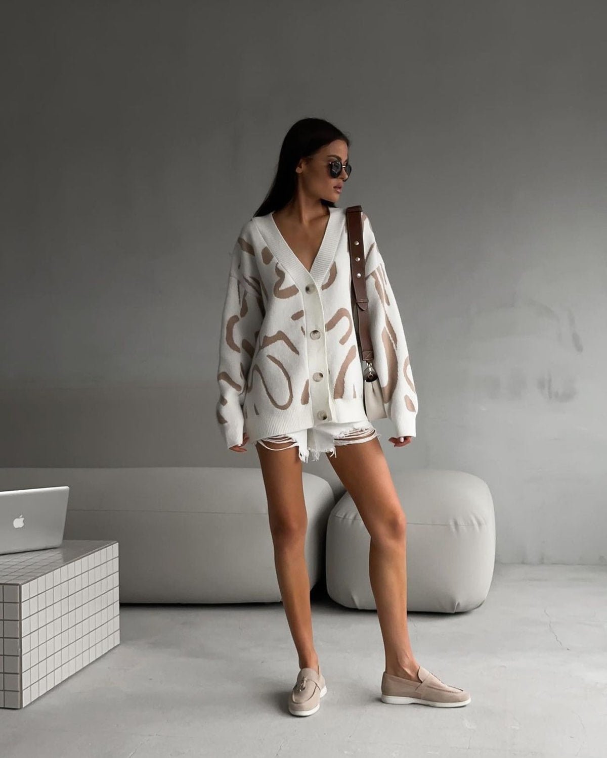 Asti Abstract Pattern Cardigan Sweater