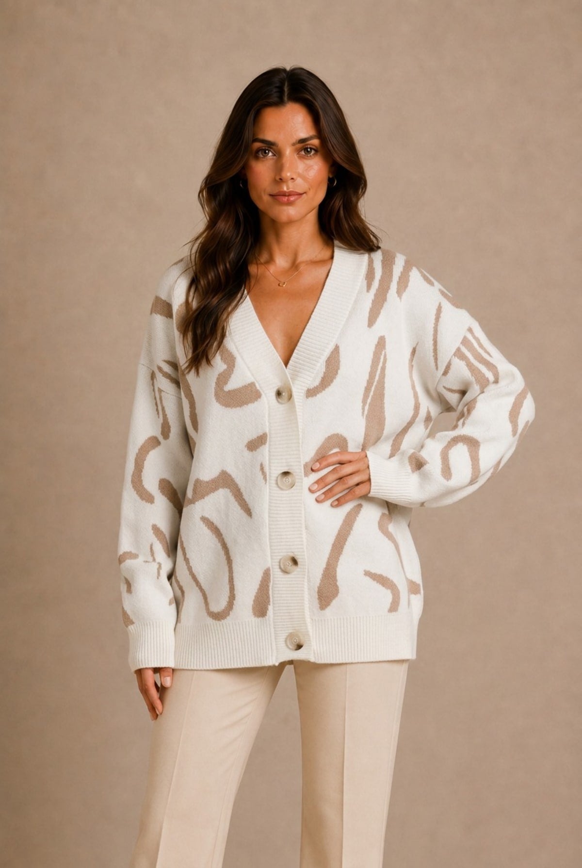 Asti Abstract Pattern Cardigan Sweater
