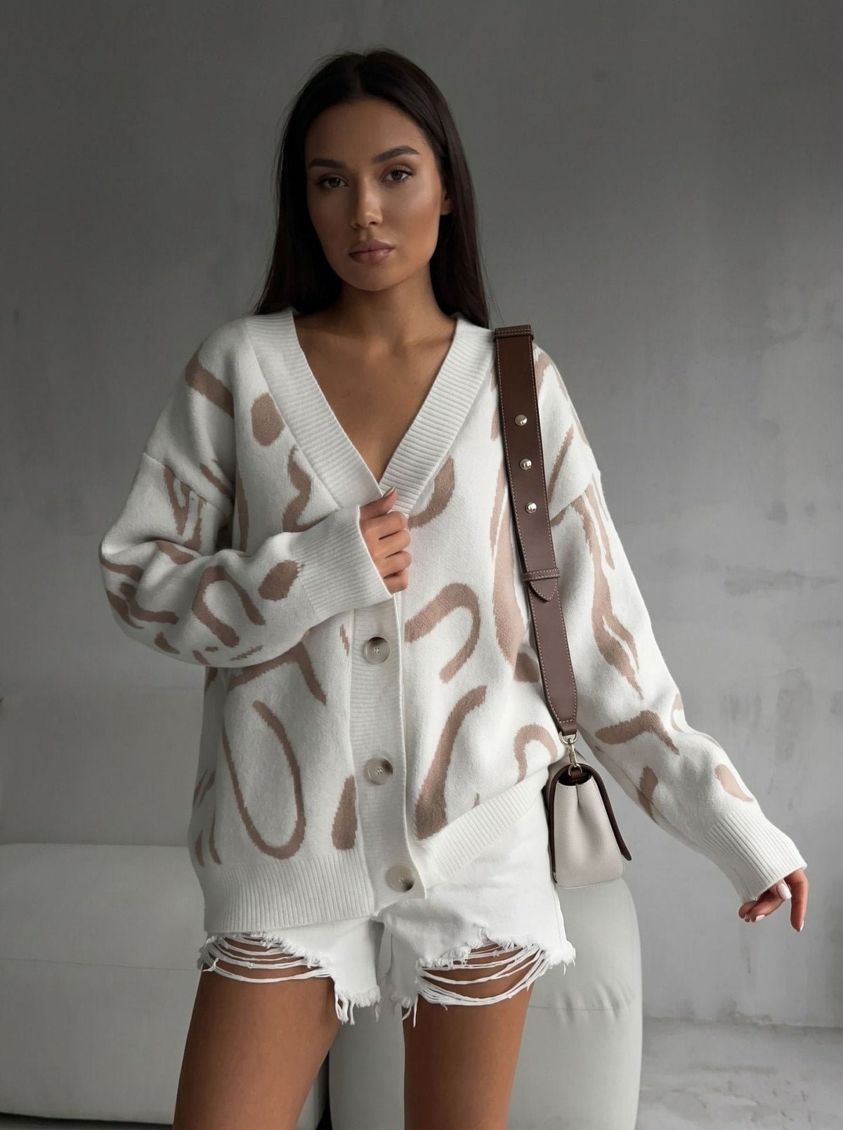 Asti Abstract Pattern Cardigan Sweater