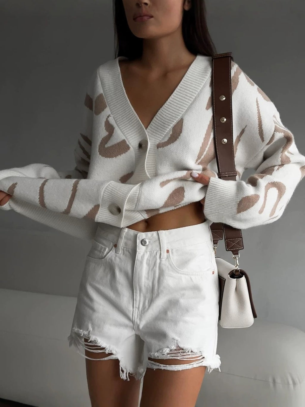 Asti Abstract Pattern Cardigan Sweater