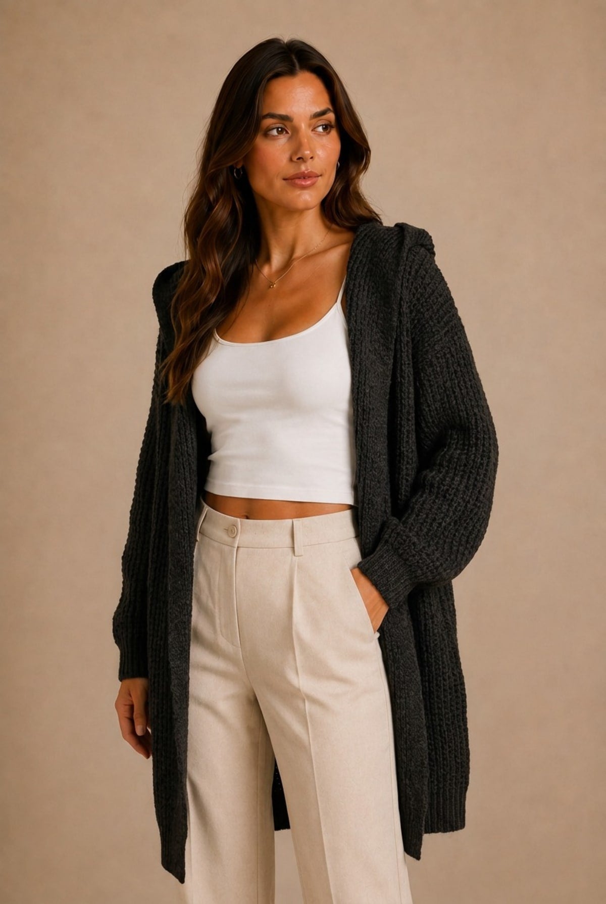 Pienza Hooded Longline Cardigan