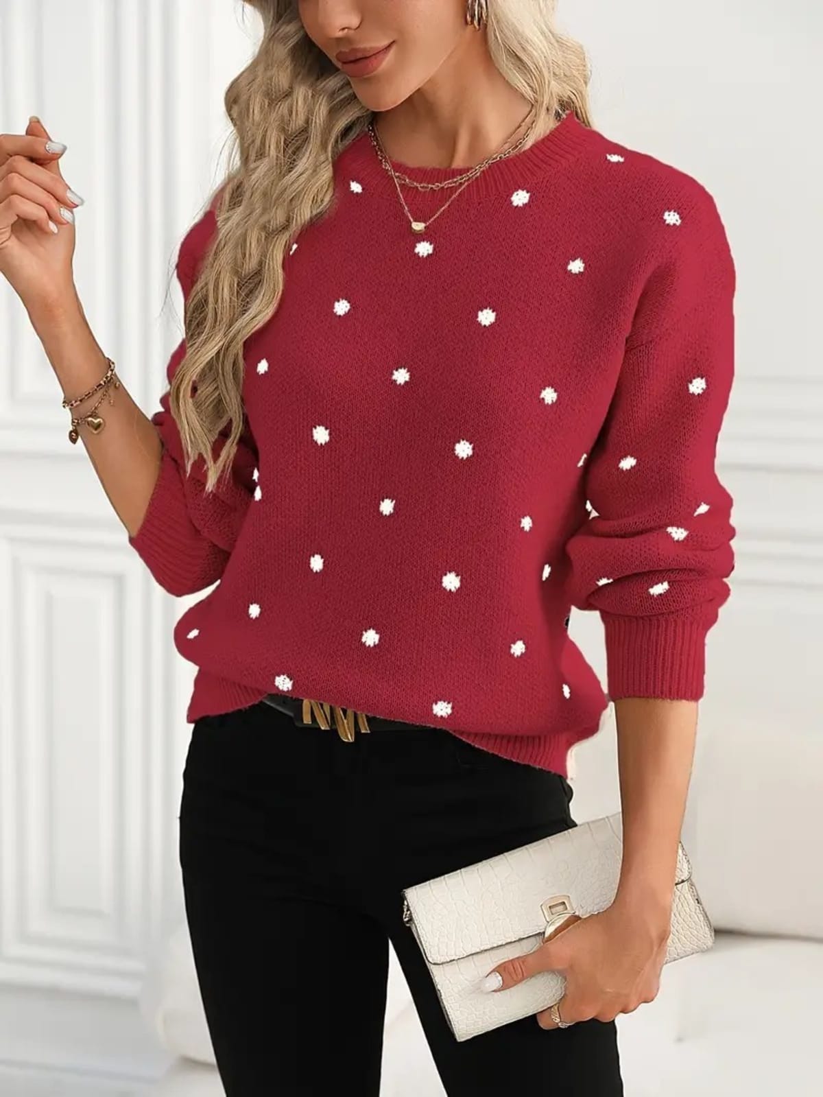 Asti Polka Dot Pullover Sweater
