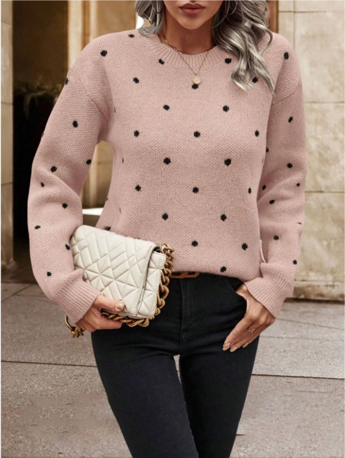 Asti Polka Dot Pullover Sweater