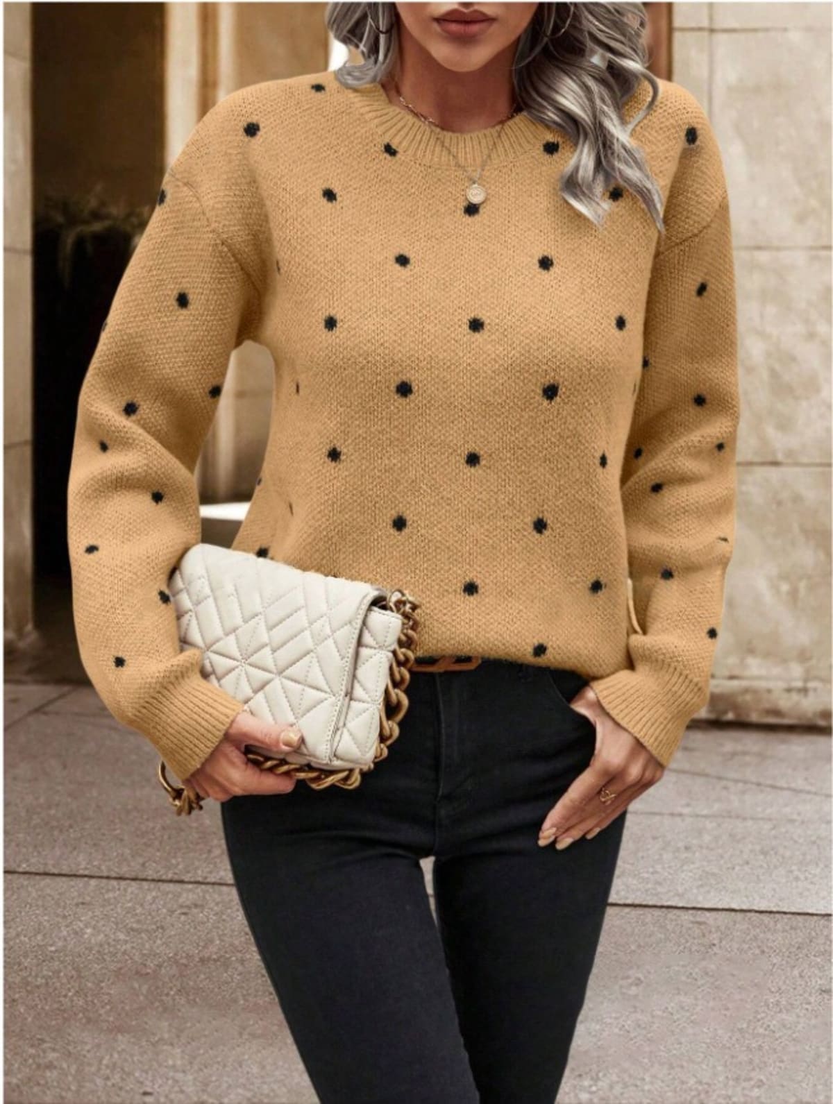 Asti Polka Dot Pullover Sweater