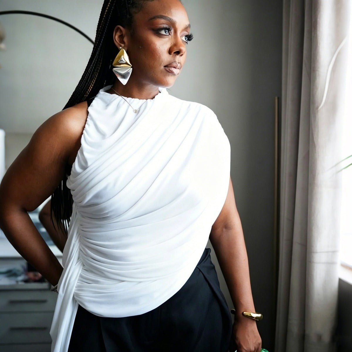 Barolo Draped Asymmetrical Top