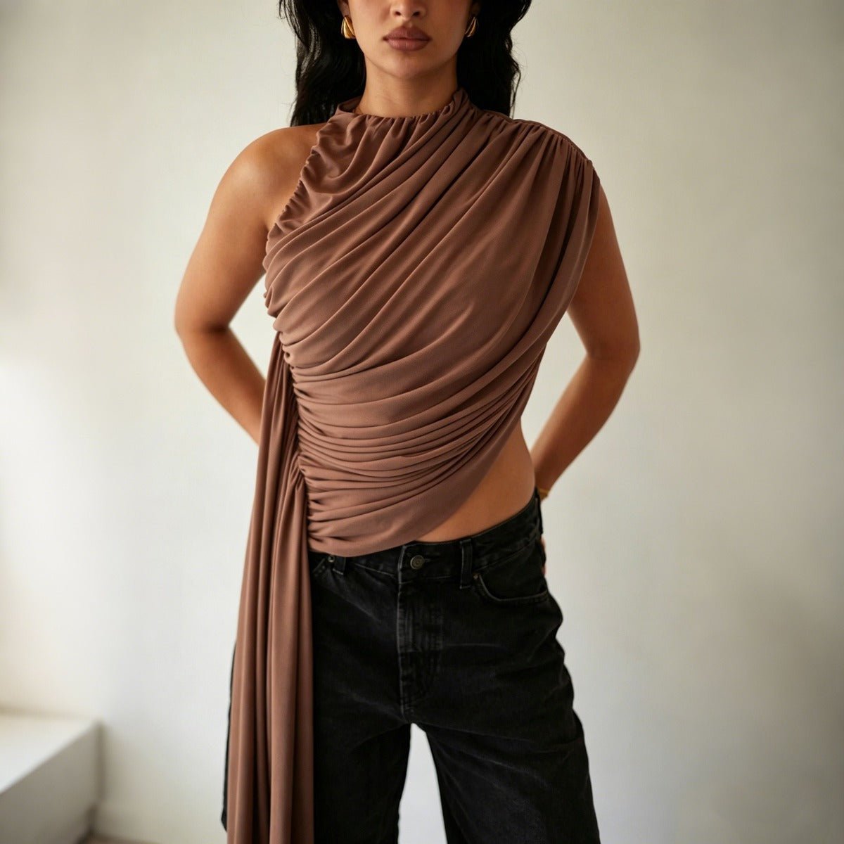 Barolo Draped Asymmetrical Top