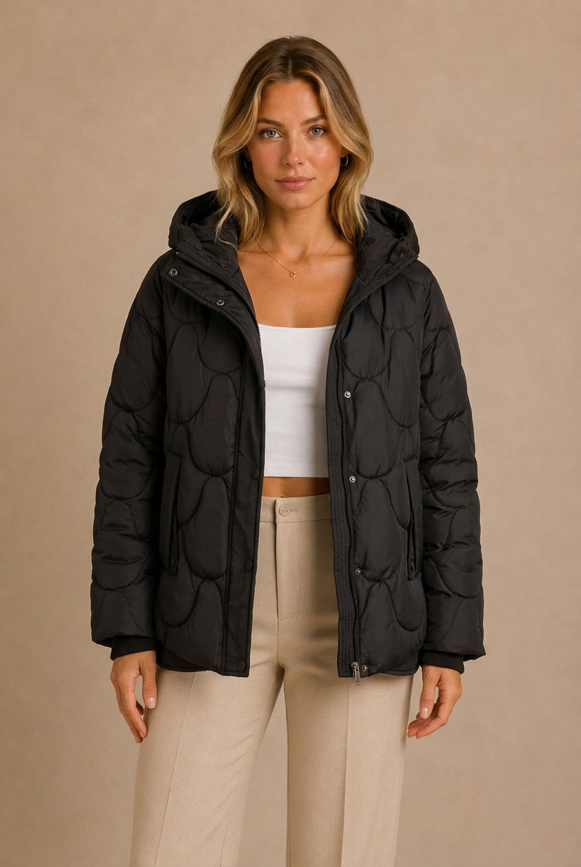 Barolo Scalloped Quilted Hooded Padded Jacket
