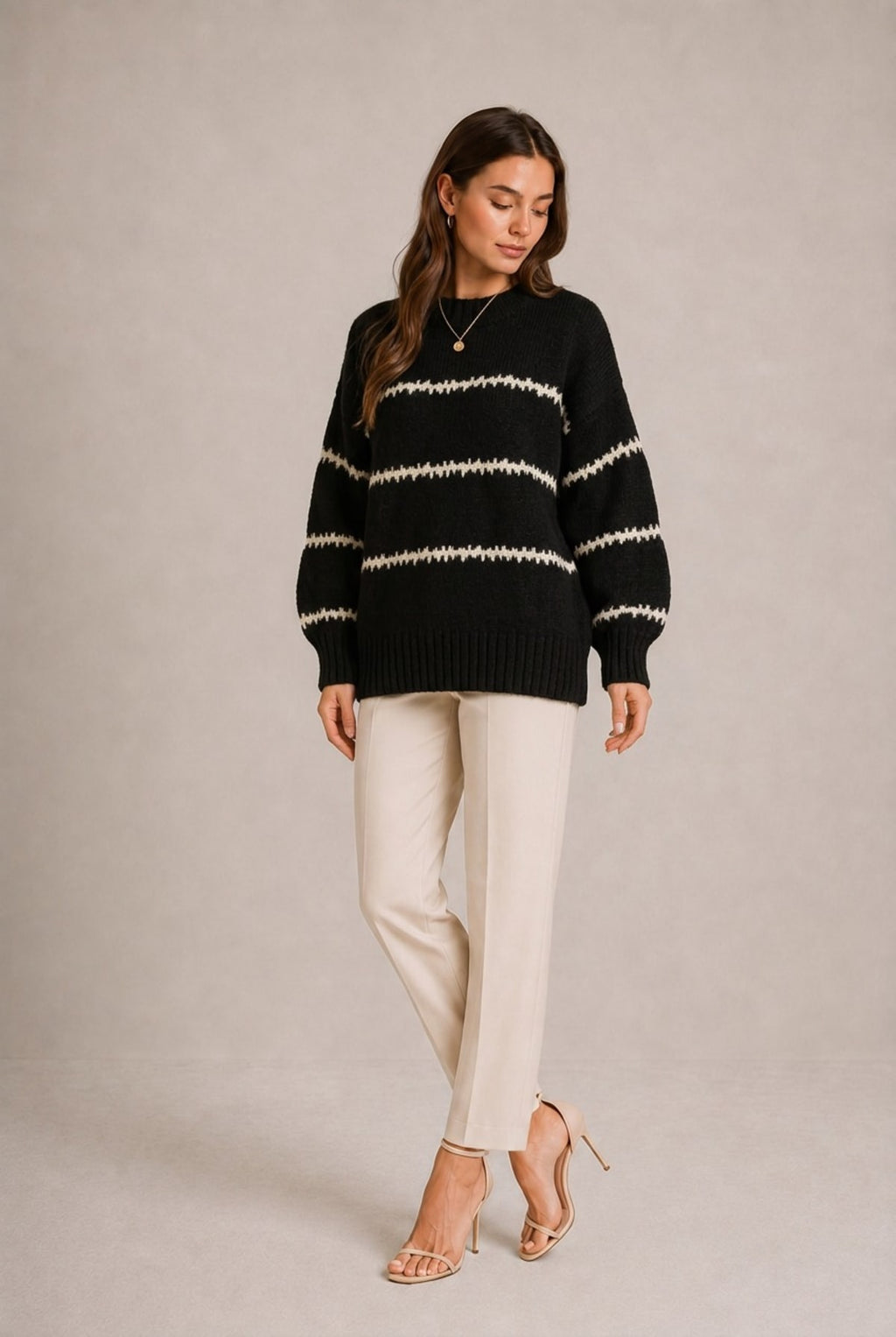 Arezzo Striped Half-Neck Sweater