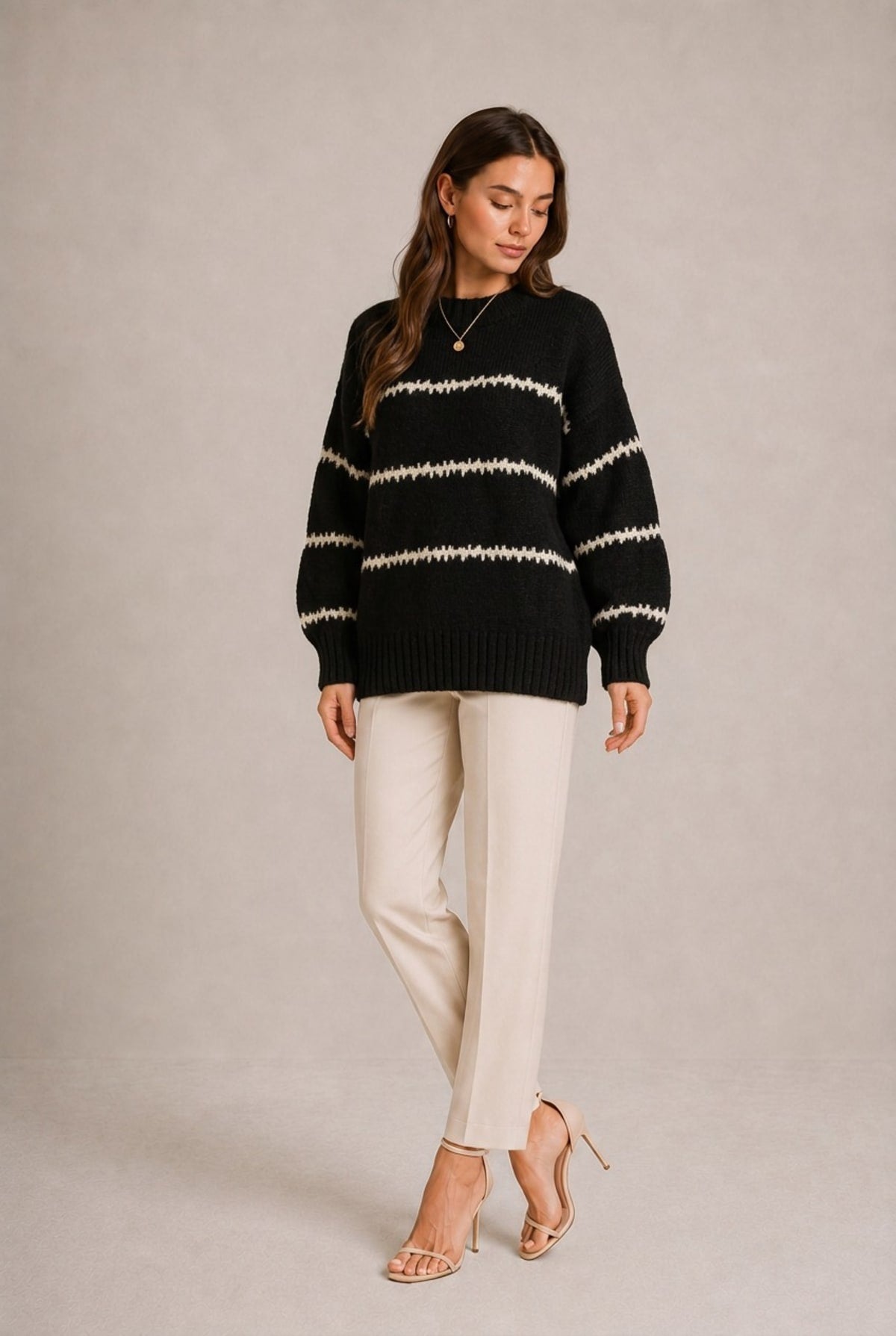 Arezzo Striped Half-Neck Sweater