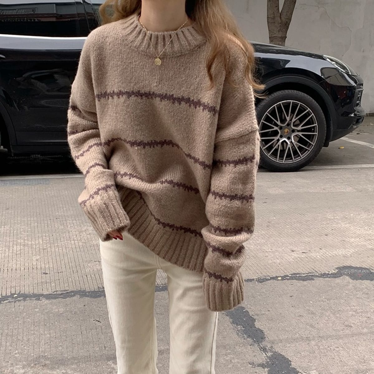 Arezzo Striped Half-Neck Sweater