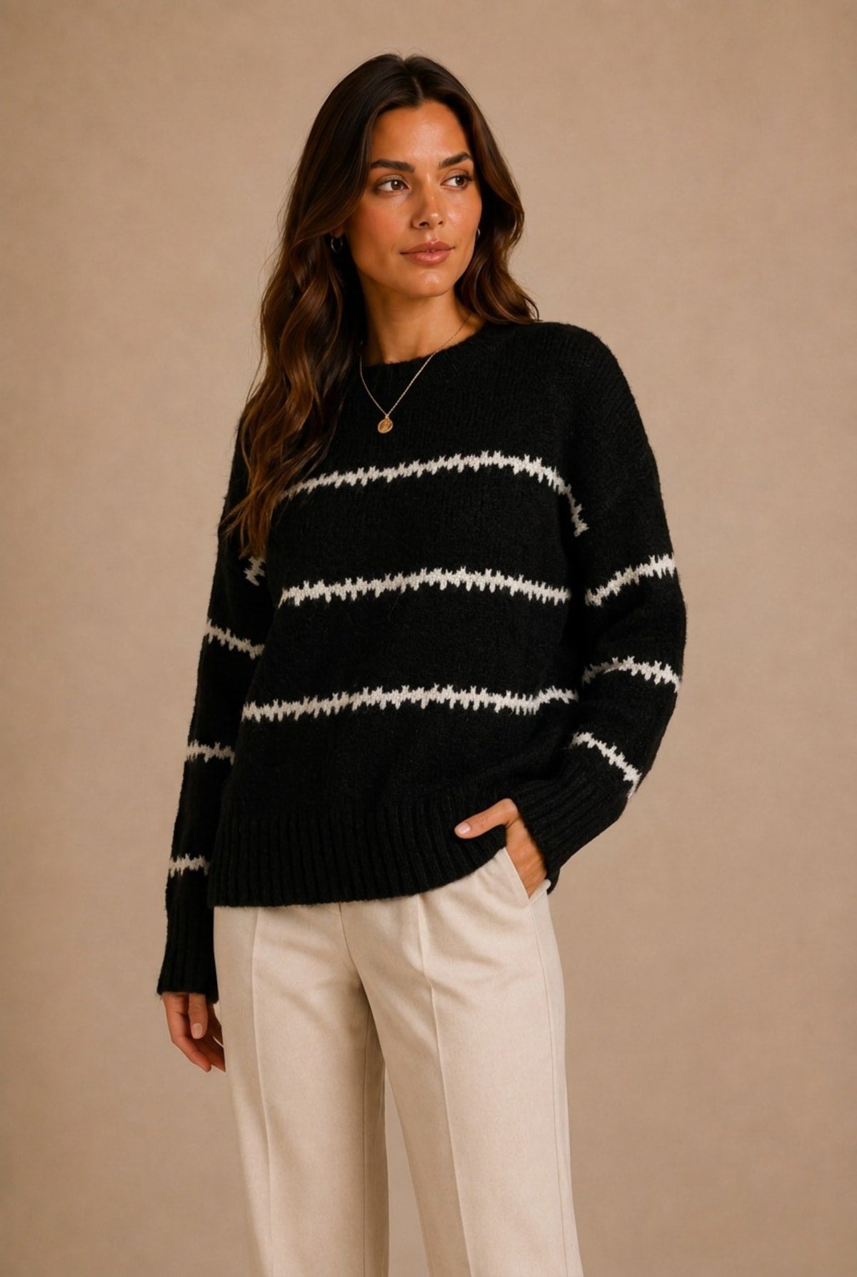 Arezzo Striped Half-Neck Sweater