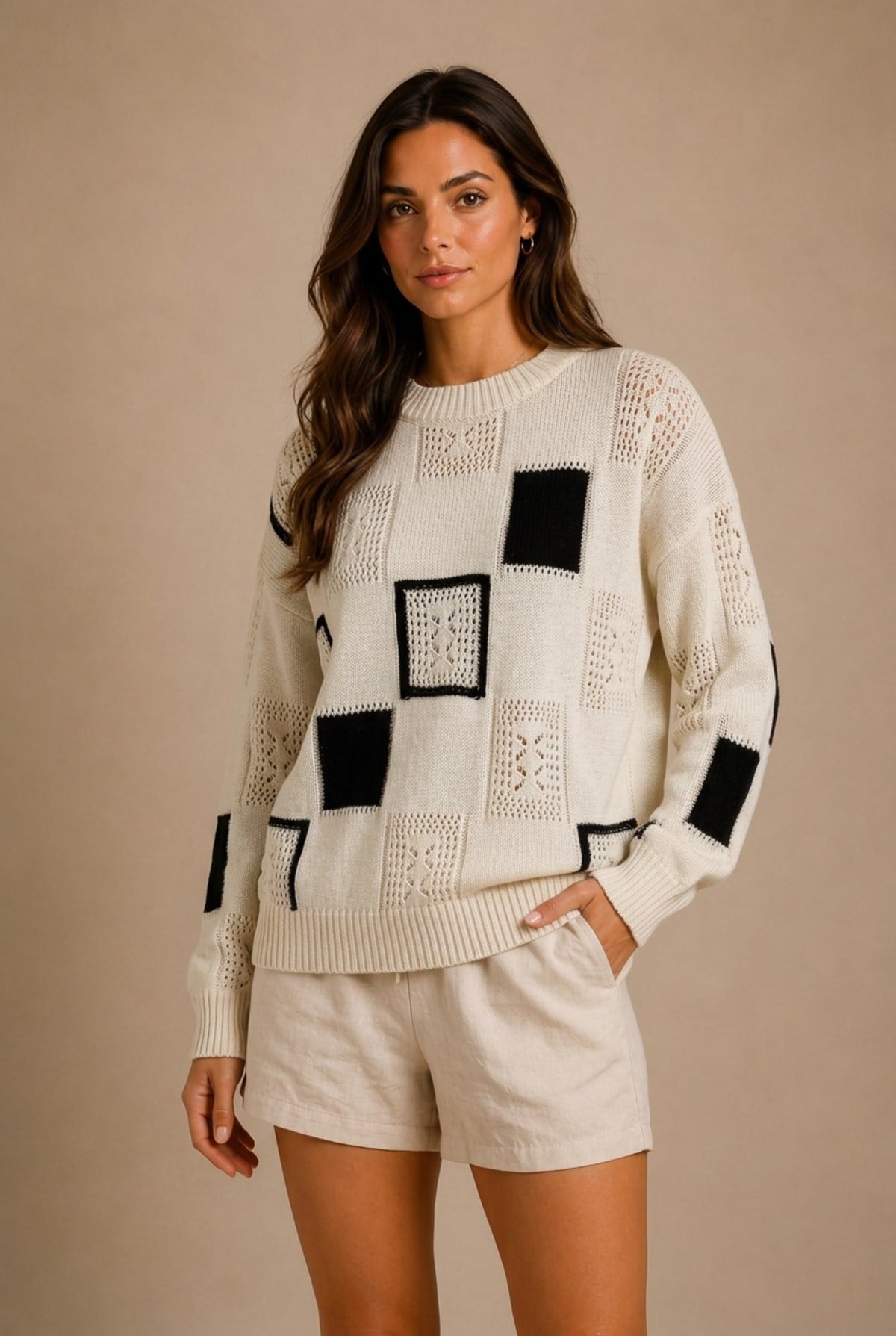 Colmar Geometric Squares Sweater