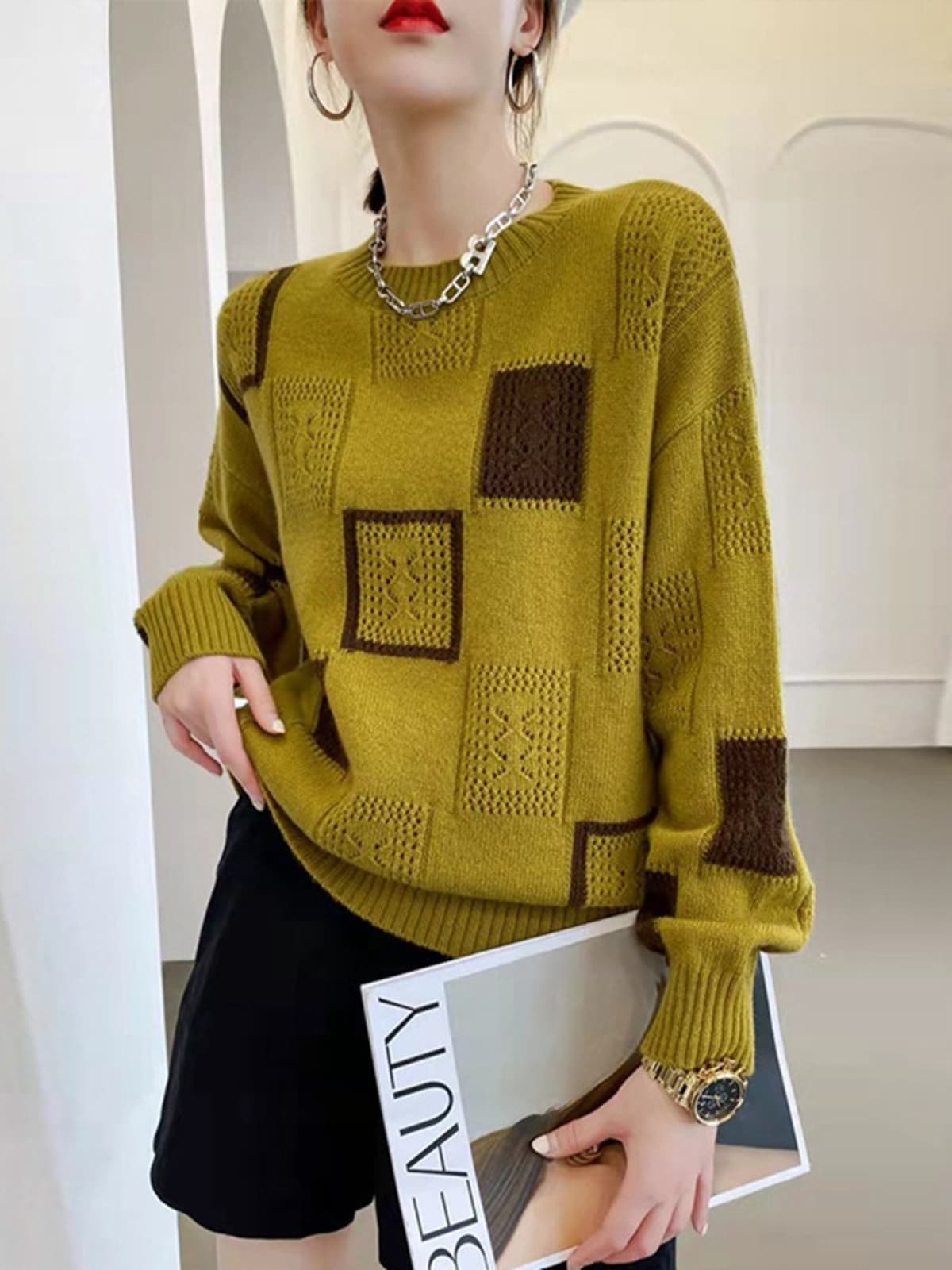 Colmar Geometric Squares Sweater
