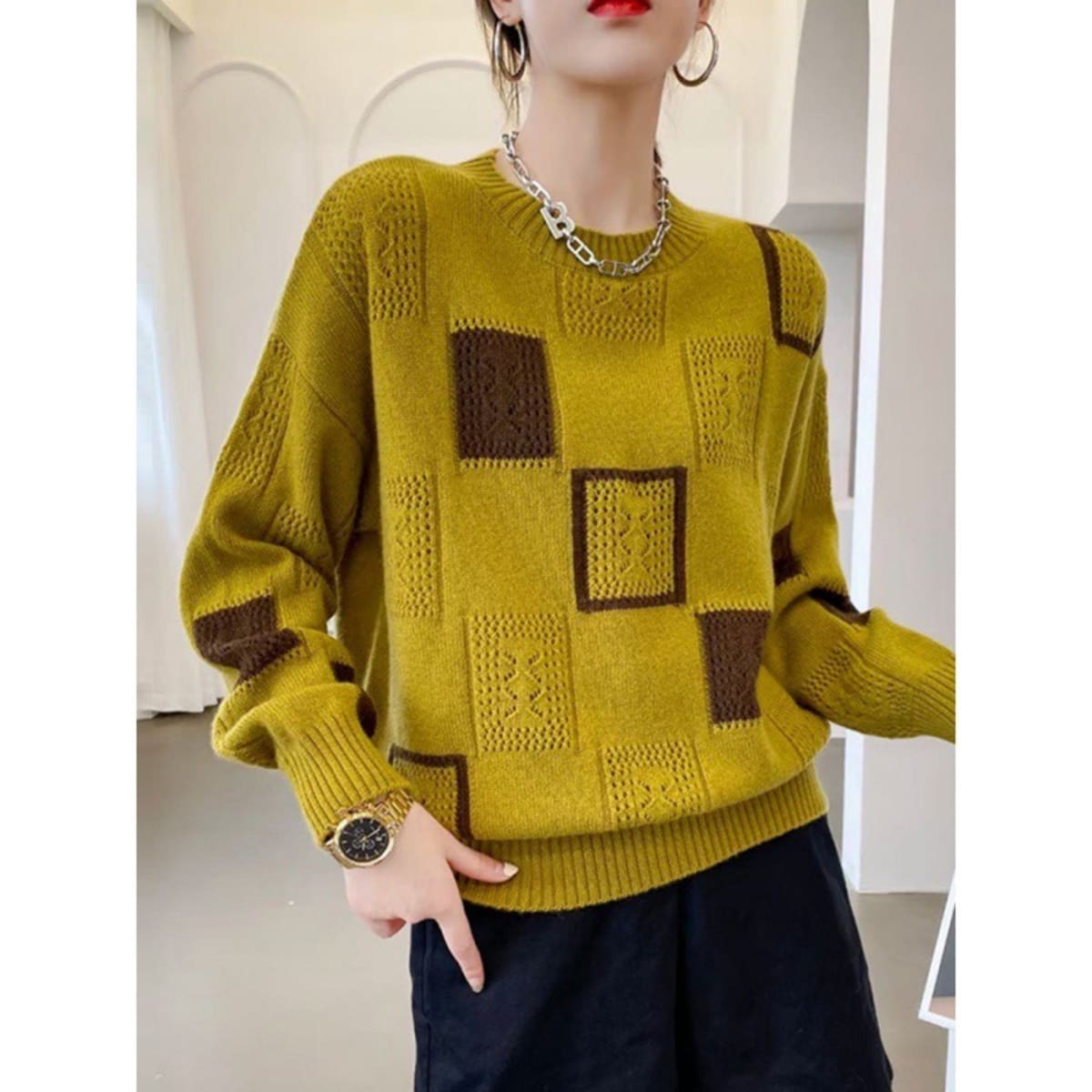 Colmar Geometric Squares Sweater