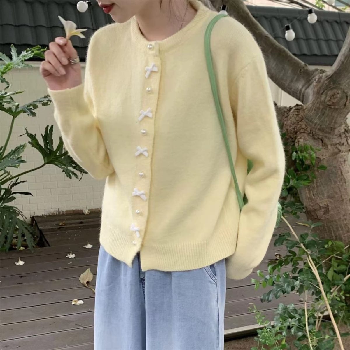 Annecy Bow Embellished Cardigan Sweater