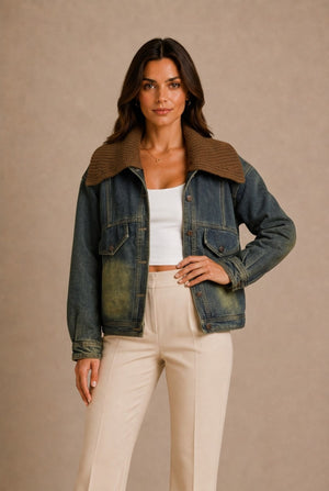 Chianti Ribbed Collar Cropped Jacket