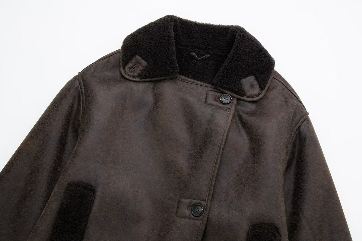 Montalcino Boxy Fit Faux Suede Shearling Jacket