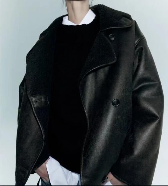 Montalcino Boxy Fit Faux Suede Shearling Jacket