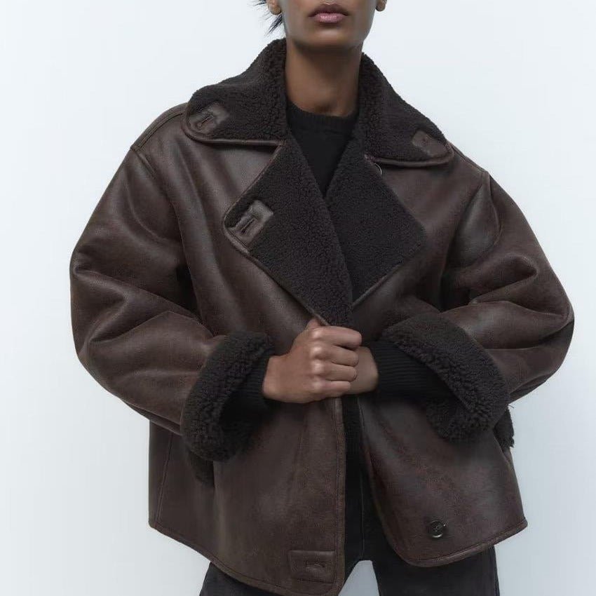 Montalcino Boxy Fit Faux Suede Shearling Jacket