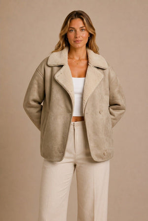 Montalcino Boxy Fit Faux Suede Shearling Jacket