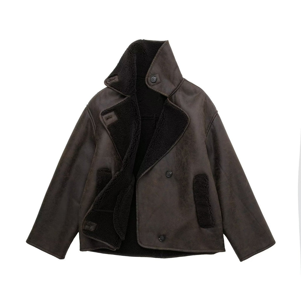 Montalcino Boxy Fit Faux Suede Shearling Jacket