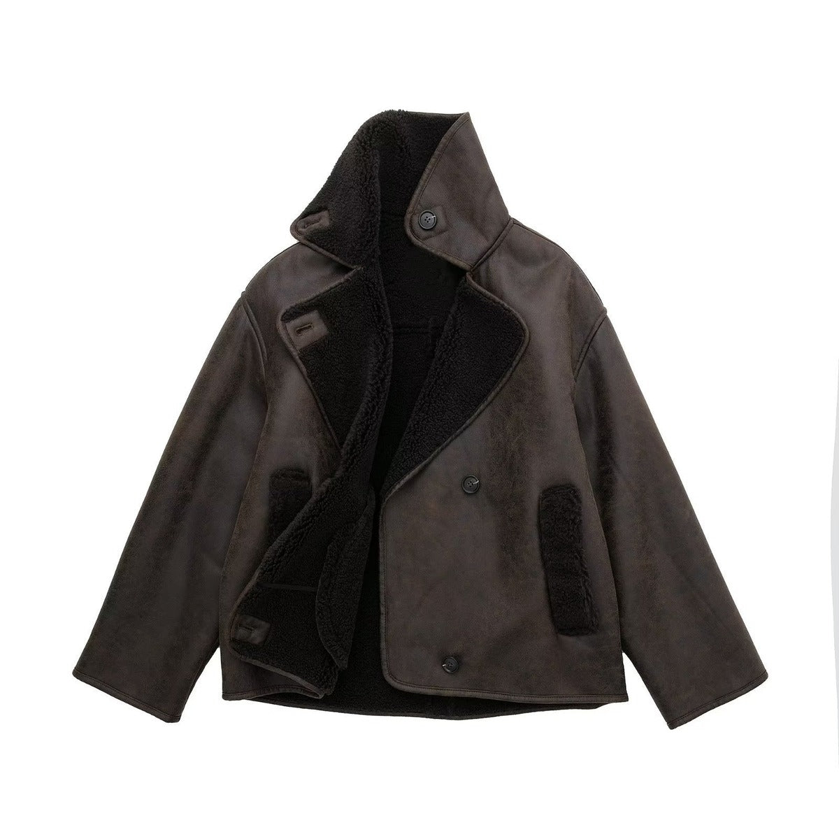 Montalcino Boxy Fit Faux Suede Shearling Jacket