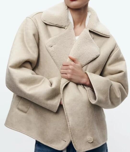 Montalcino Boxy Fit Faux Suede Shearling Jacket