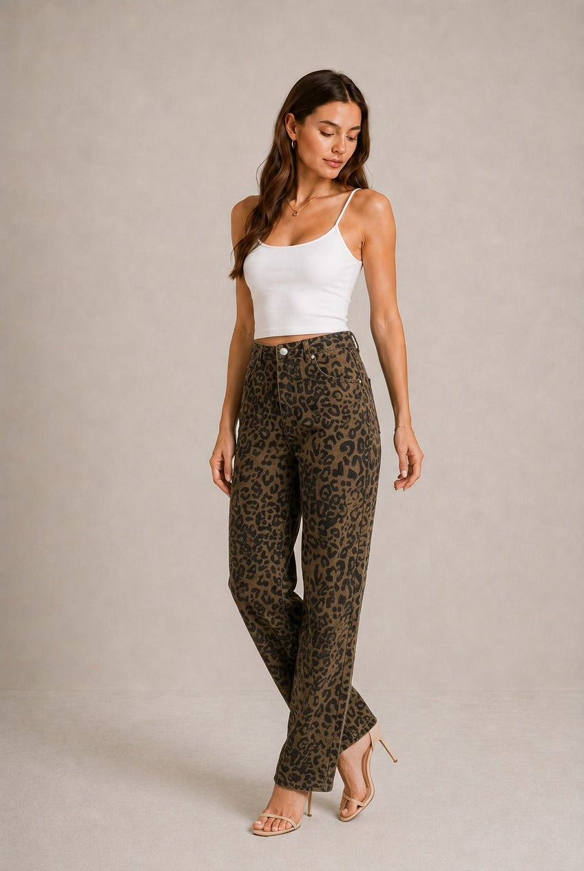 Lucca Leopard Print Jeans
