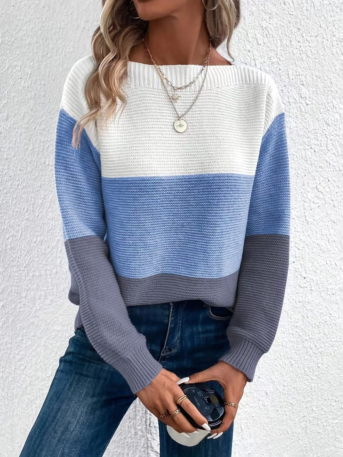 Barolo Striped Color Block Sweater