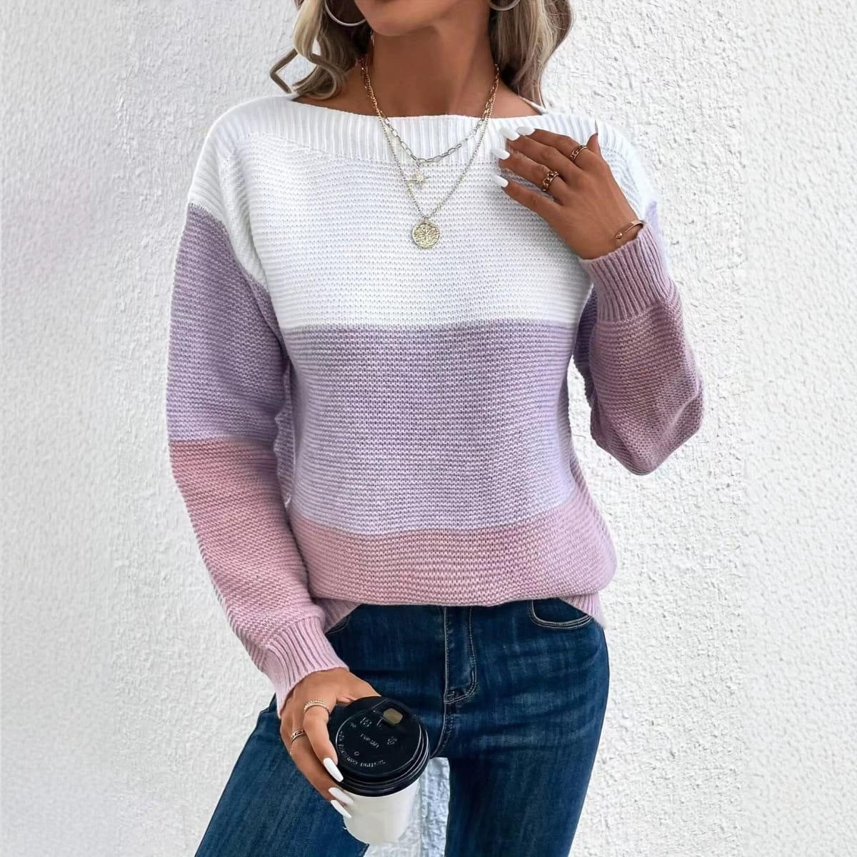 Barolo Striped Color Block Sweater