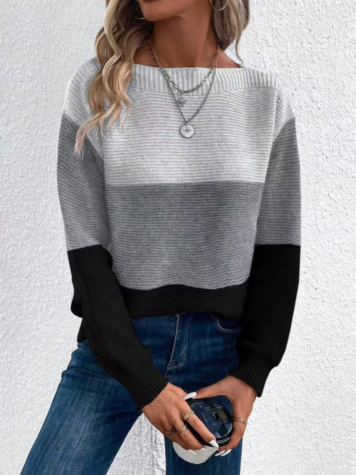 Barolo Striped Color Block Sweater