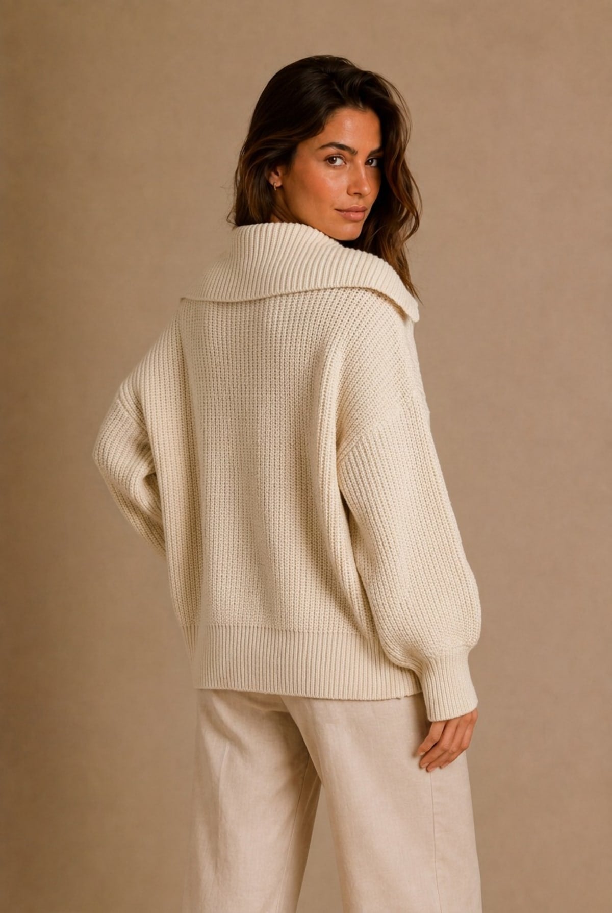 Arezzo Ribbed Zip-Up Cardigan Sweater