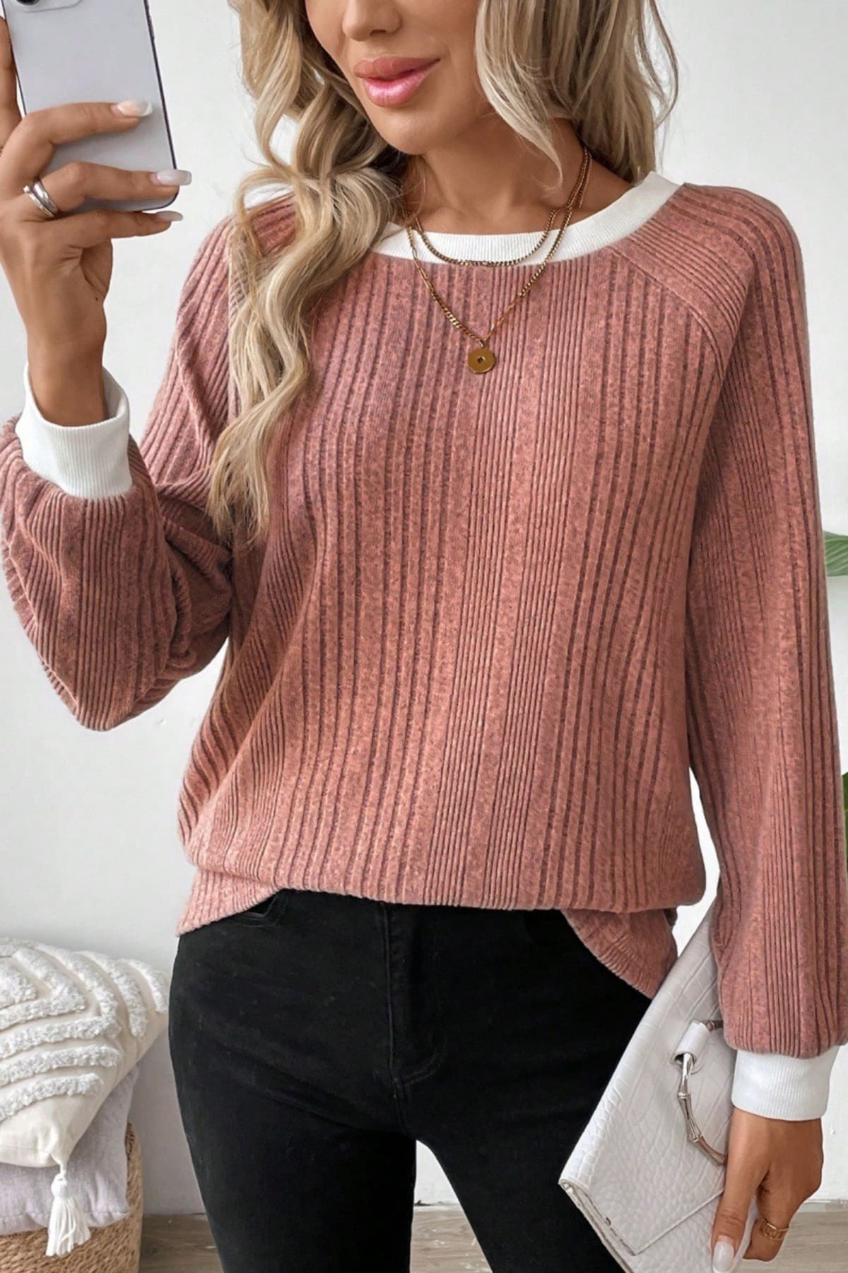 Chianti Ribbed Knit Sweater