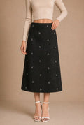 Cortona Bow Embroidered Midi Skirt