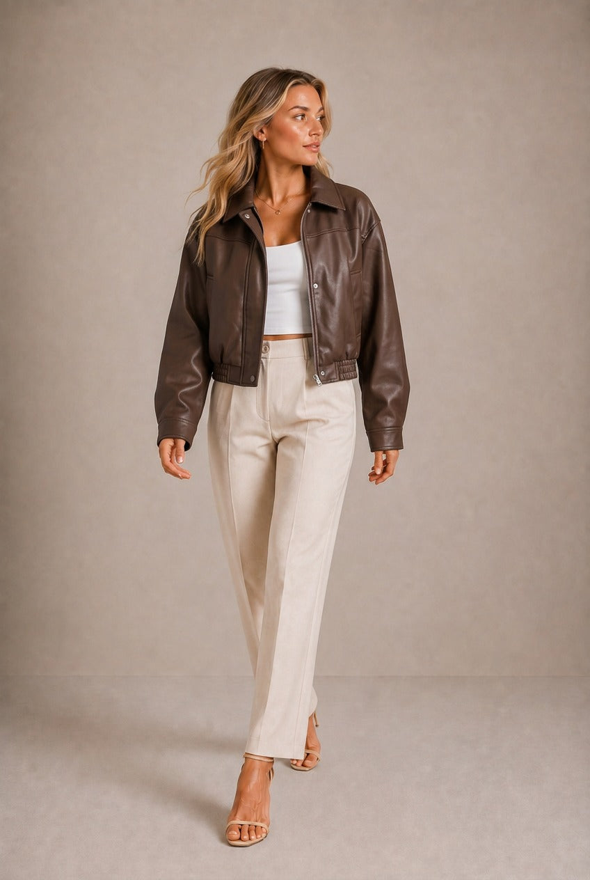 Siena Cropped Bomber Jacket