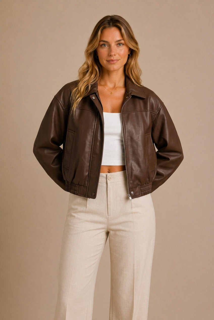 Siena Cropped Bomber Jacket