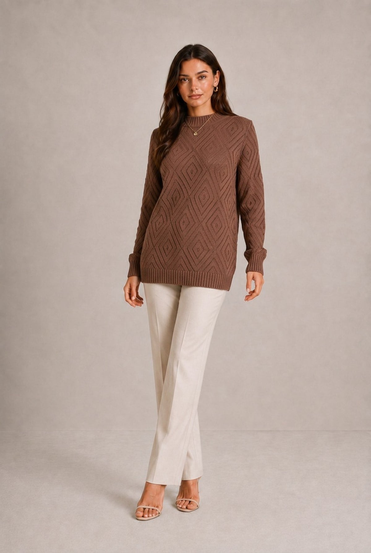 Asti Diamond Pattern Pullover Sweater