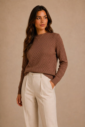 Asti Diamond Pattern Pullover Sweater