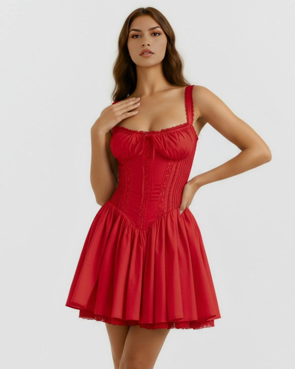 Chianti Lace Trim Mini Dress