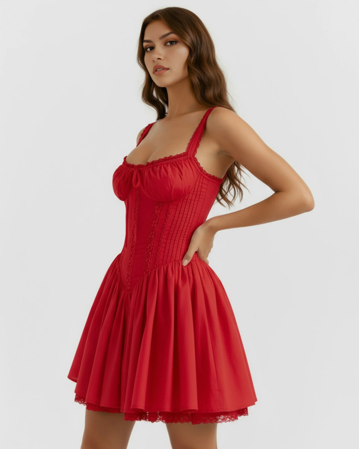Chianti Lace Trim Mini Dress