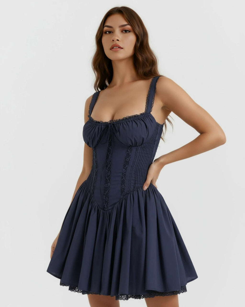 Chianti Lace Trim Mini Dress