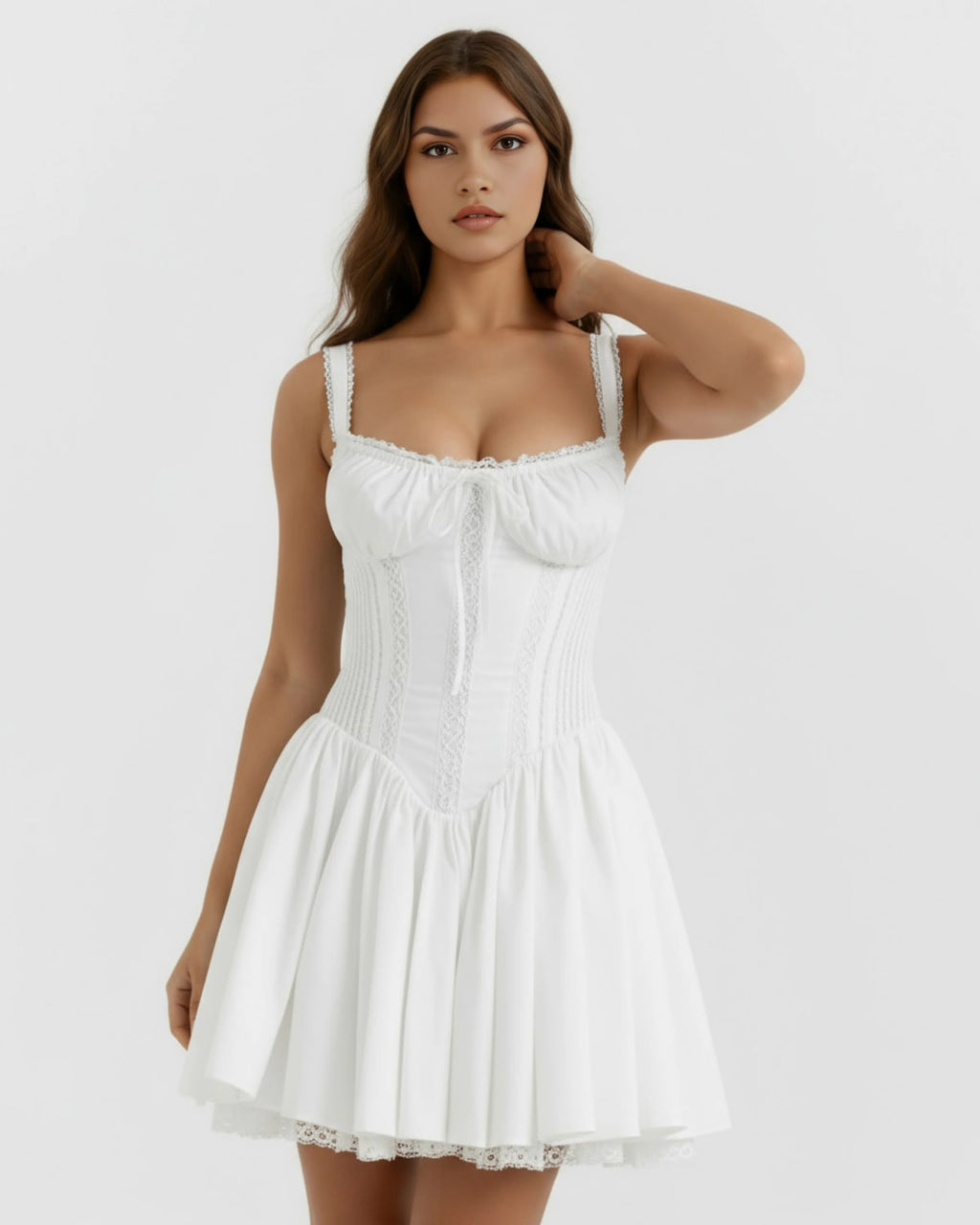 Chianti Lace Trim Mini Dress