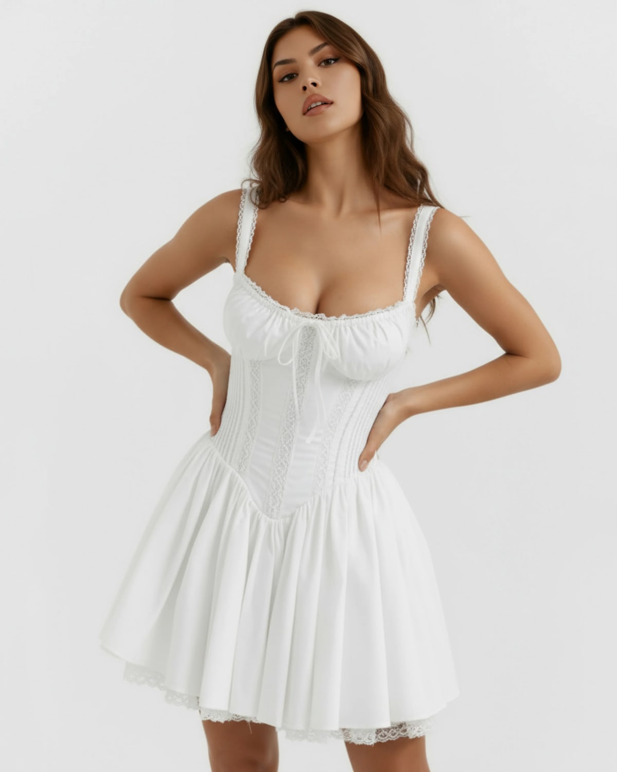 Chianti Lace Trim Mini Dress