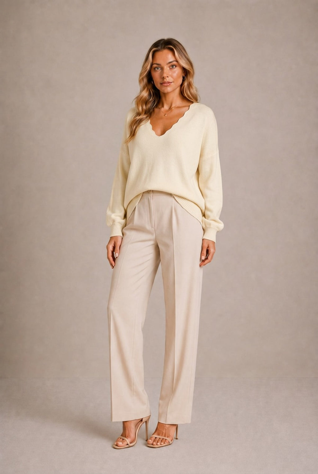 Cortona Scalloped V-Neck Sweater