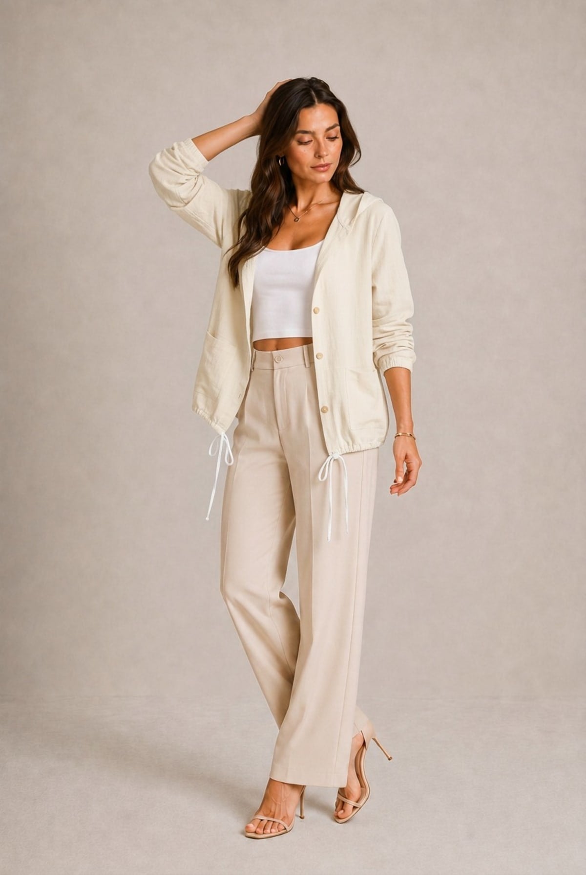 Chianti Drawstring Hem Hooded Jacket