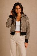 Chianti Textured Knit Bomber Jacket