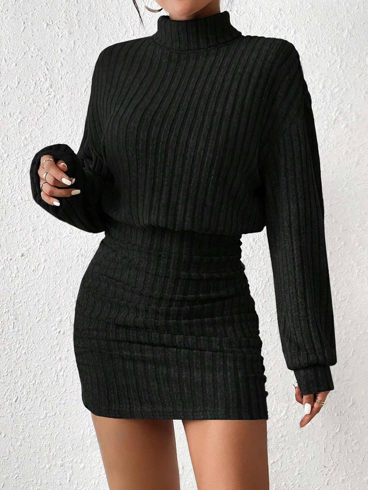 Asti Ribbed Turtleneck Mini Dress