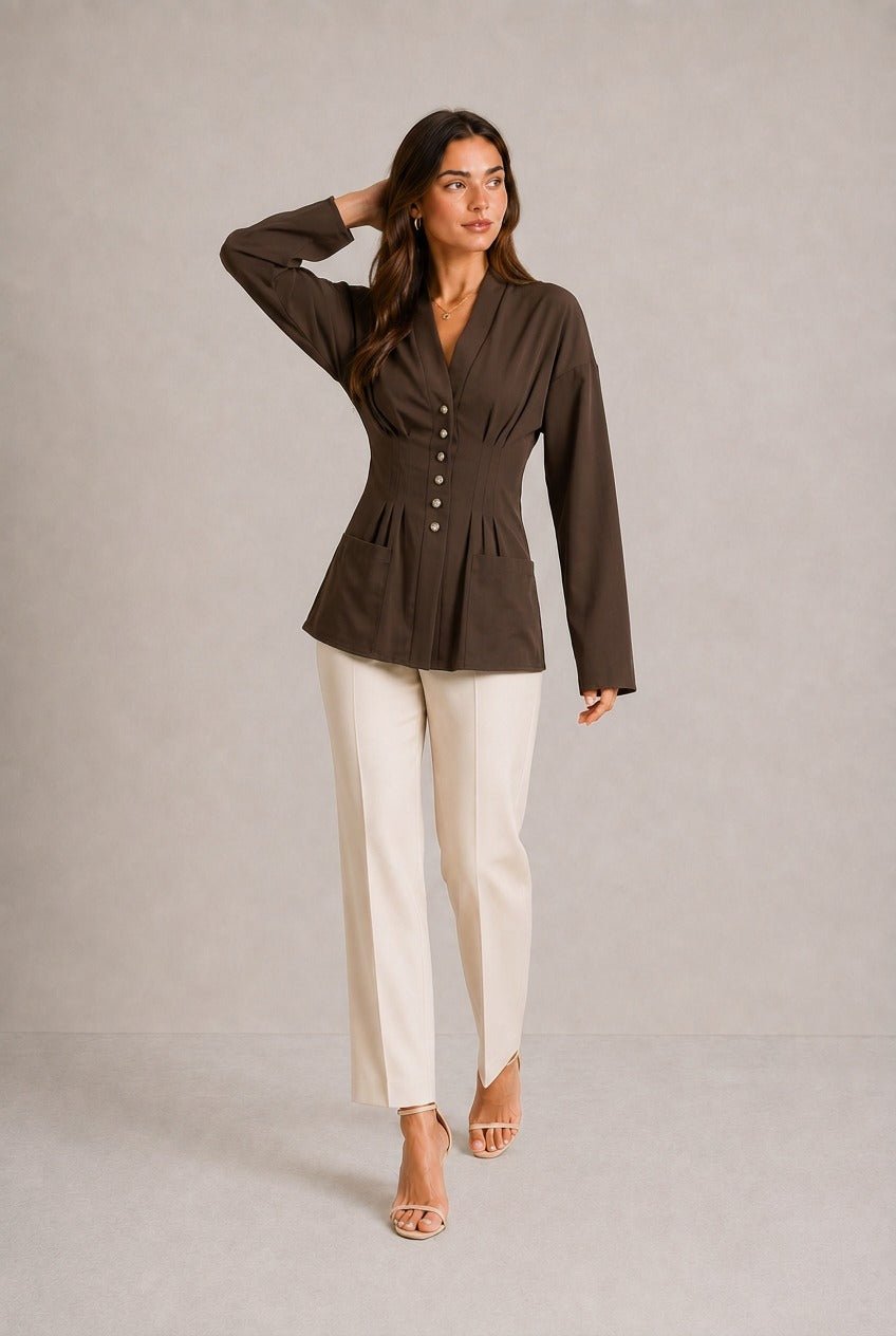 Chianti Peplum V-Neck Shirt