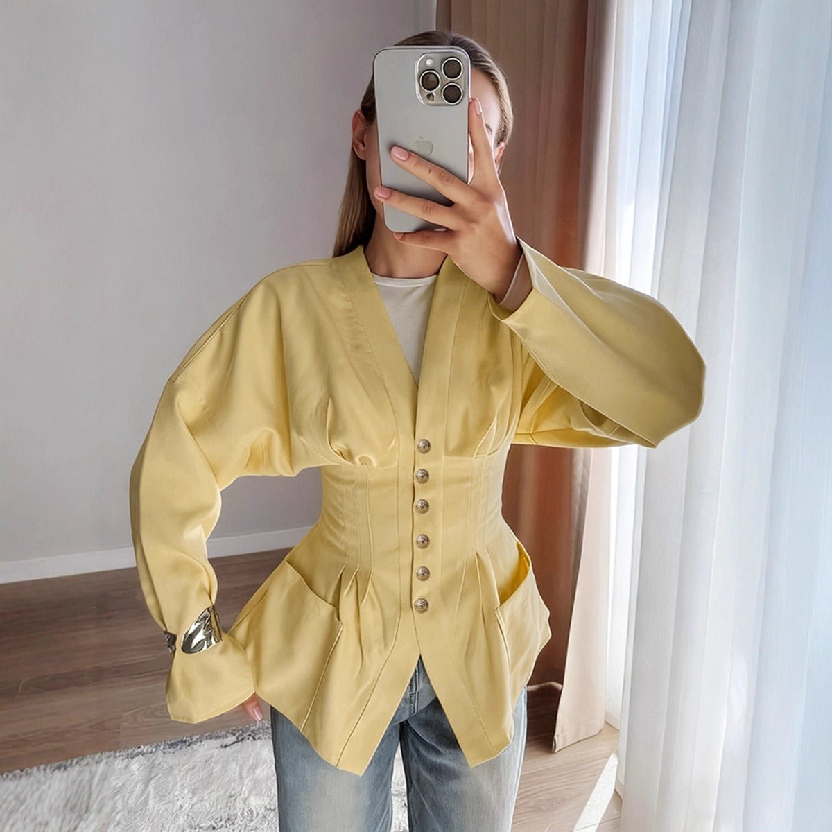 Chianti Peplum V-Neck Shirt