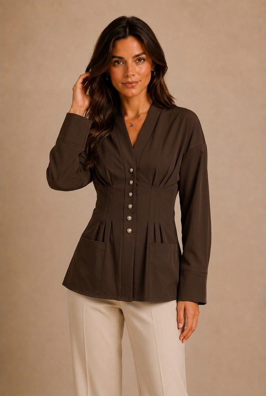 Chianti Peplum V-Neck Shirt